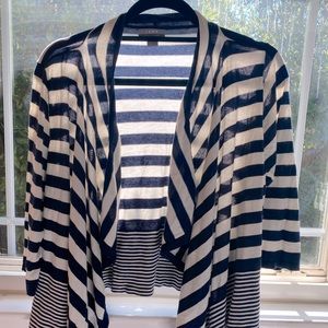 Blue and ivory striped sweeter cardigan